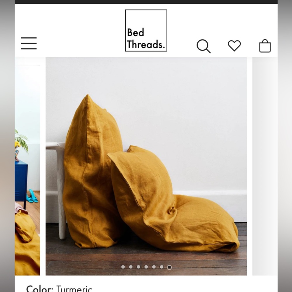 Bed Threads set of 2 standard linen pillowcases in turmeric